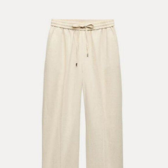 Linen Blend Straight Pants by Zara - Picture 7 of 9
